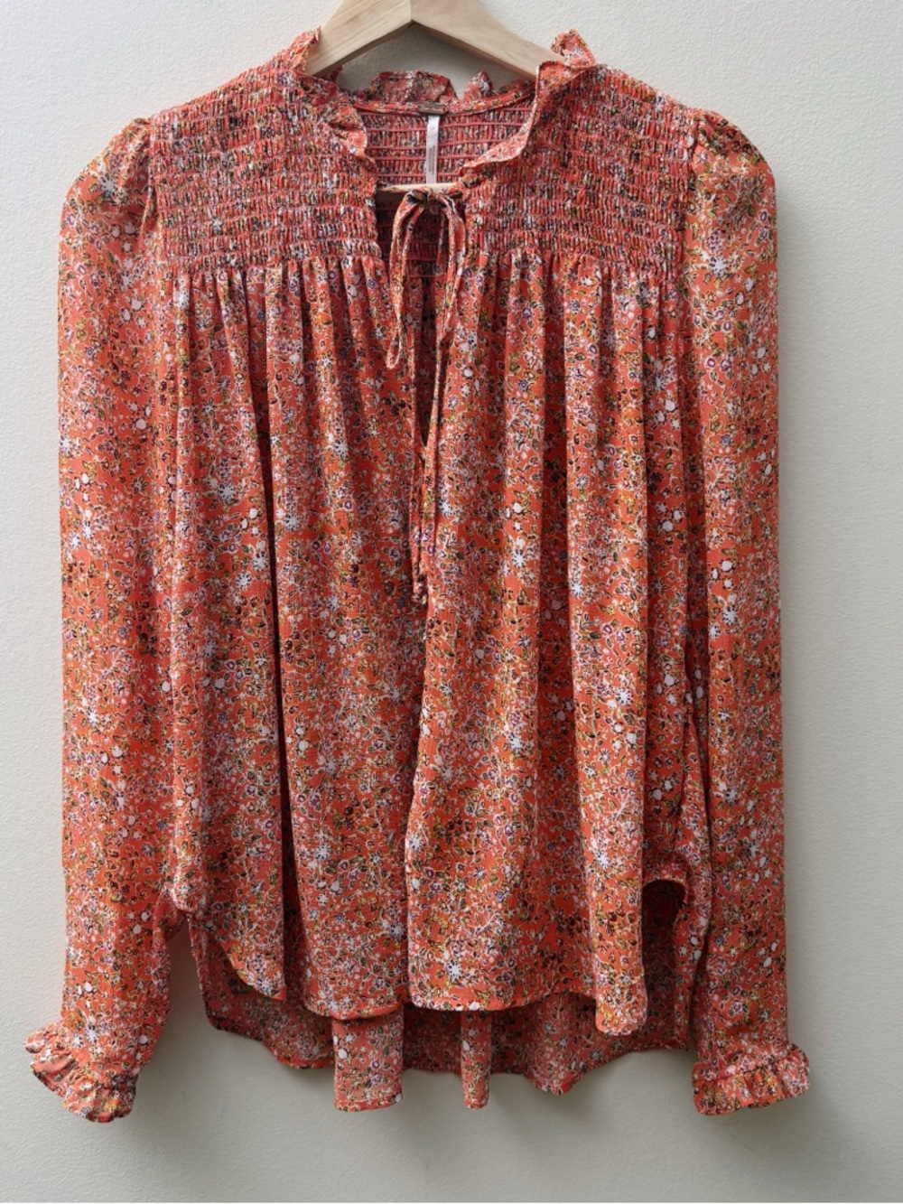 Free People Lela Coral Combo Floral Blouse